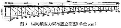 圖3 縱向預應(yīng)力束布置立面圖